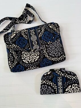 Vera Bradley “Canterberry Cobalt” Crossbody Bag and Wallet
